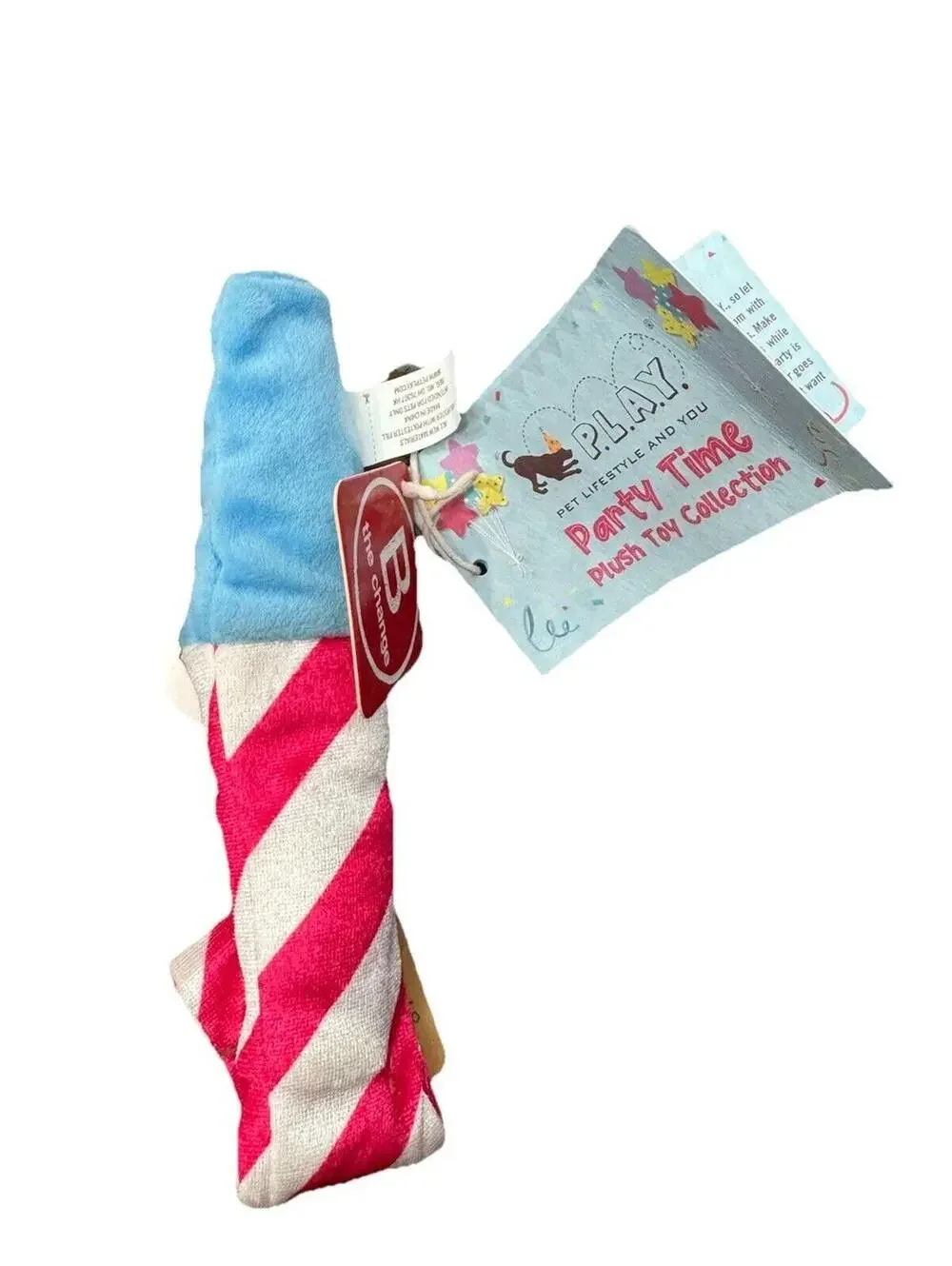 (RGB3) P.L.A.Y. Party Time Plush Dog Toy Squeaky Party Popper Confetti NWT